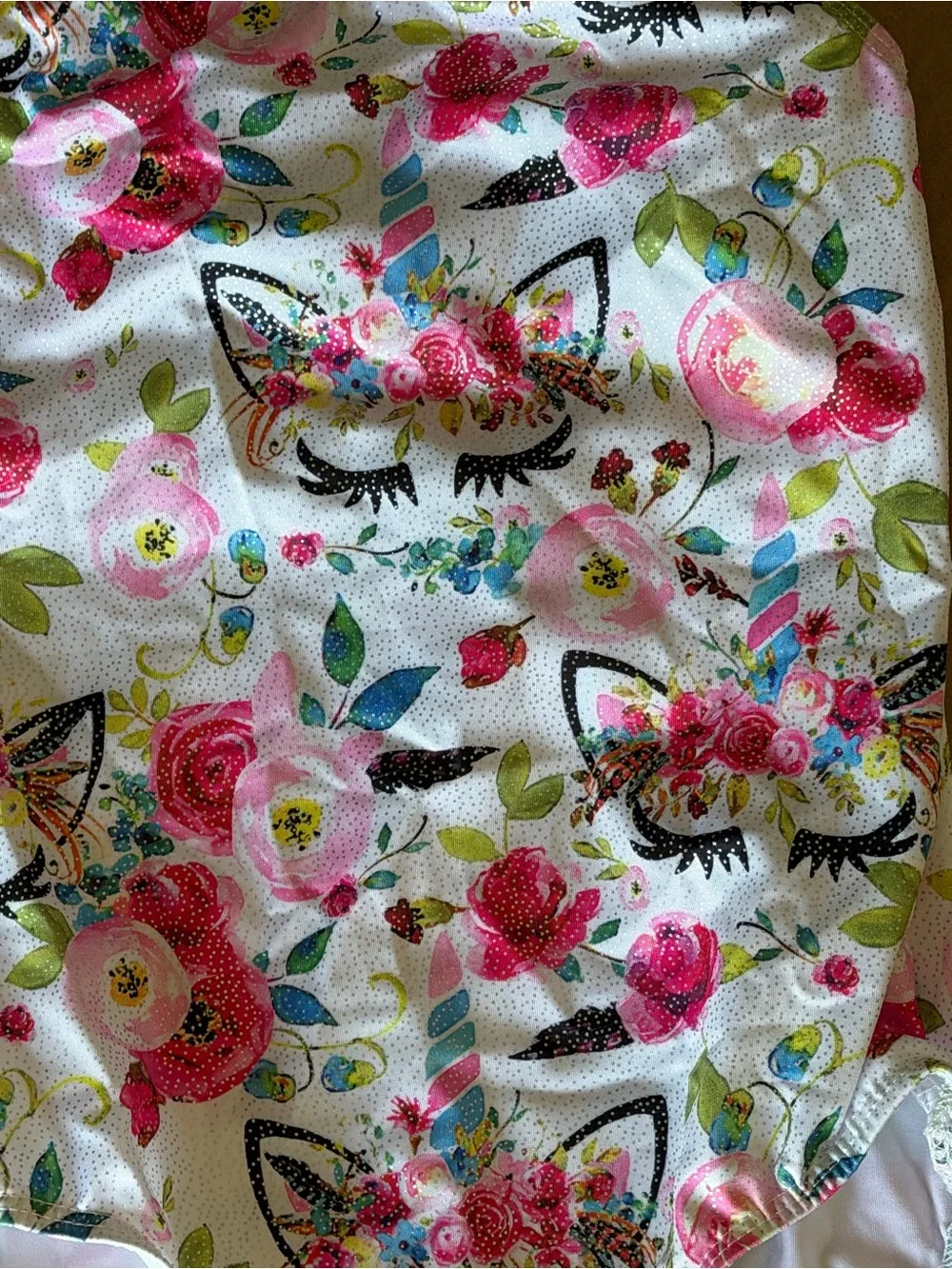 NEW Girls Shiny Dance Leotard with Unicorn and Flower Theme Size 110 aka 4T #260